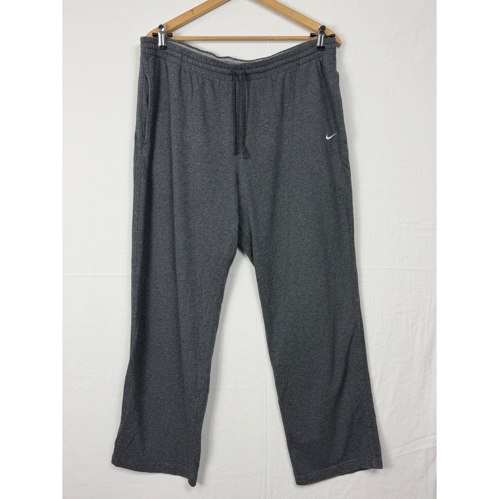 Nike Sweatpants Mens XXL Gray Cotton Jersey Straight Leg Drawstring Lounge Pants